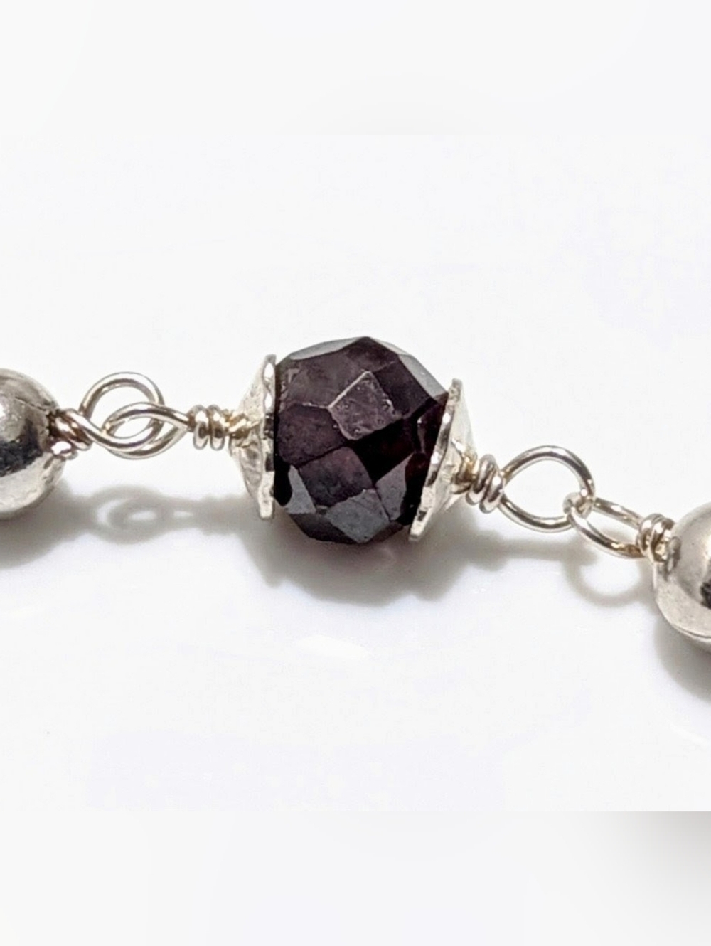 Vintage 925 Sterling Silver Faceted Garnet Drop Earrings Archival Jewelry - Picture 7 of 10